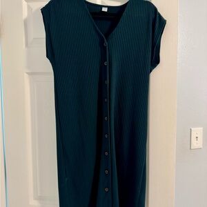 Old Navy Dark Teal Midi Dress with Buttons
